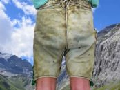 alte Lederhose mit Flecken